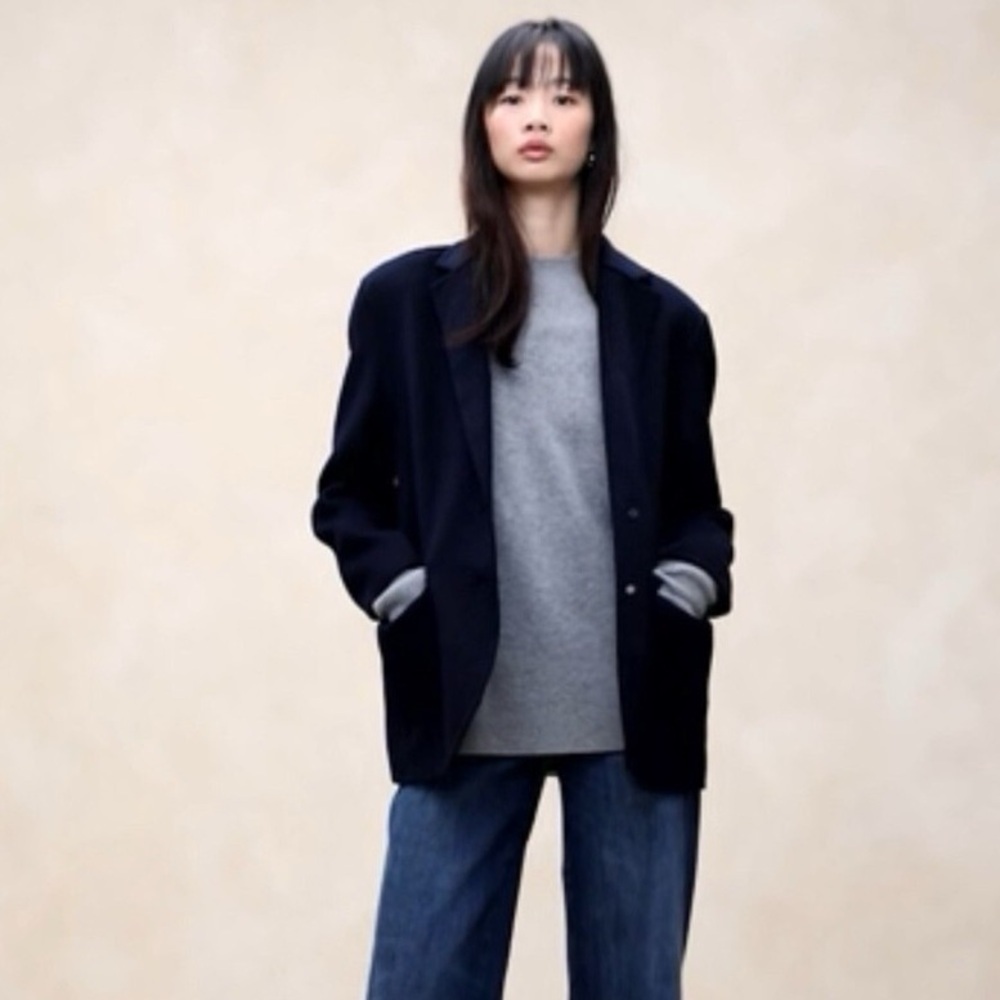 NWT! Banana Republic Navy Nelli Oversized Double-Faced Blazer - Multiple 🎺